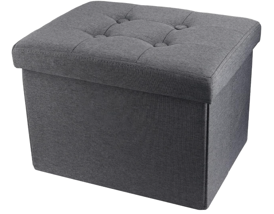 Foldable Gray Storage Ottoman, A Living Room Storage Solution